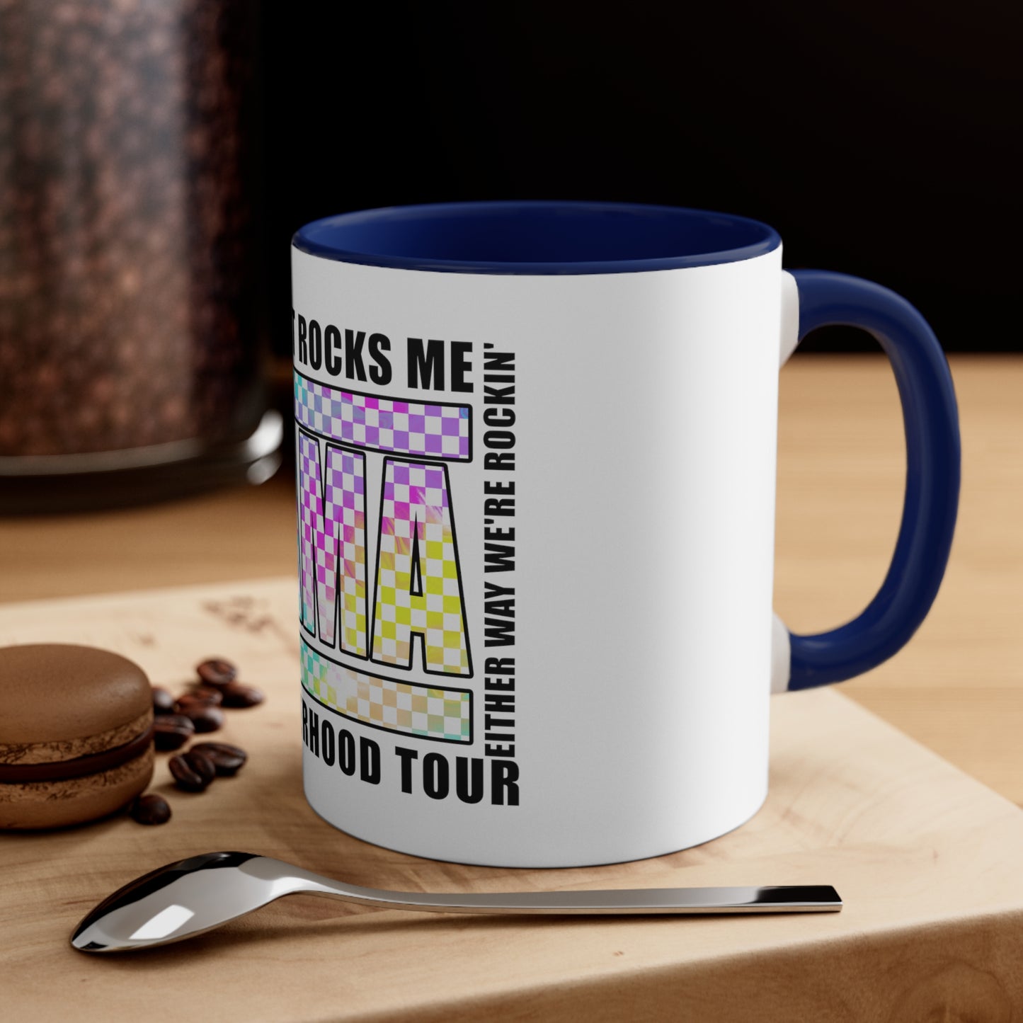 Motherhood some days I rock it,Sassy Quote, Funny Statement ,Quirky mug, Trendy coffee mug,Racing Check ,Accent Coffee Mug, 11oz