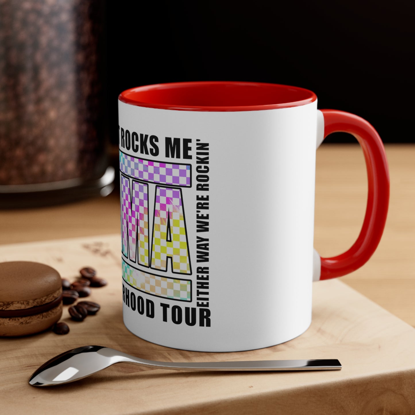 Motherhood some days I rock it,Sassy Quote, Funny Statement ,Quirky mug, Trendy coffee mug,Racing Check ,Accent Coffee Mug, 11oz
