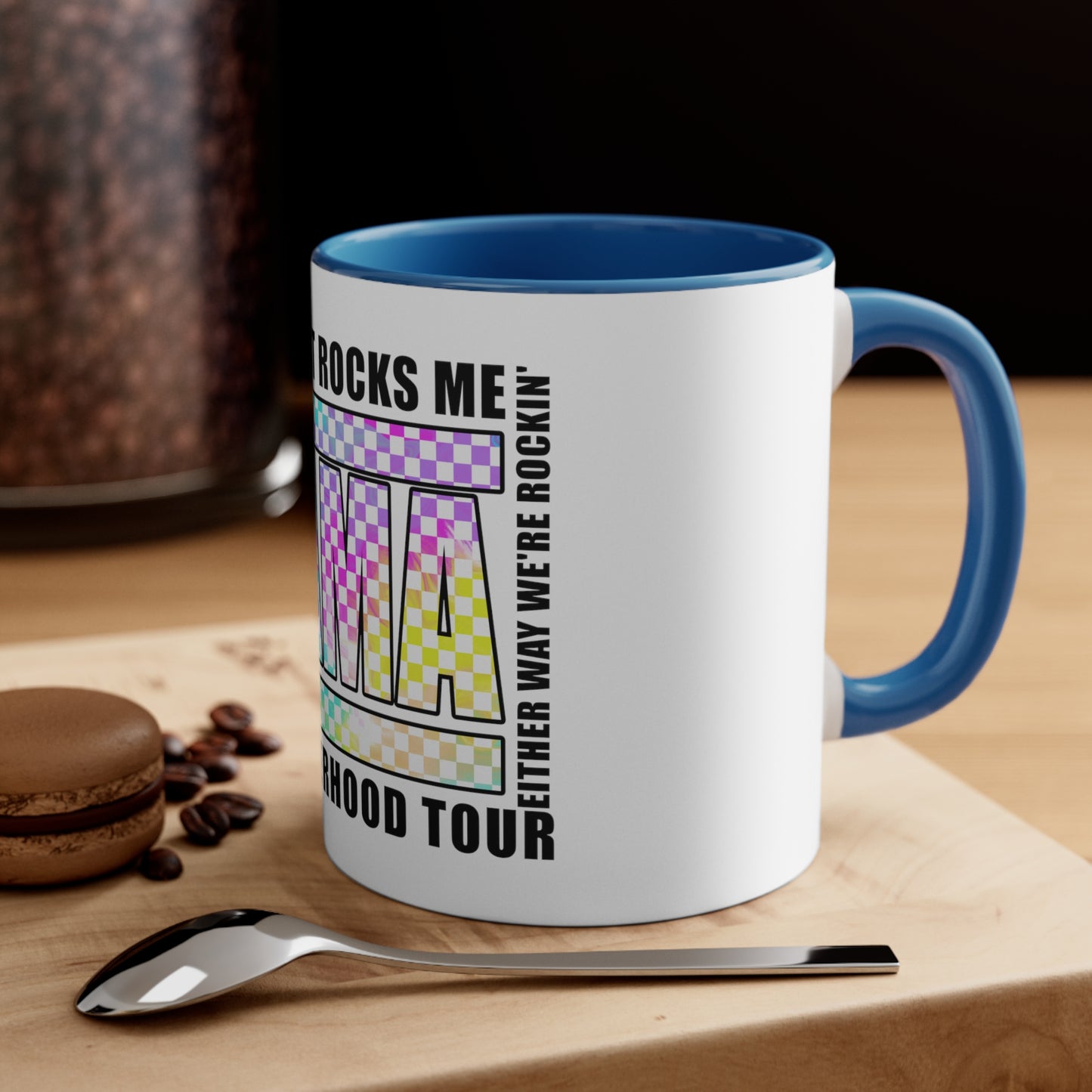 Motherhood some days I rock it,Sassy Quote, Funny Statement ,Quirky mug, Trendy coffee mug,Racing Check ,Accent Coffee Mug, 11oz