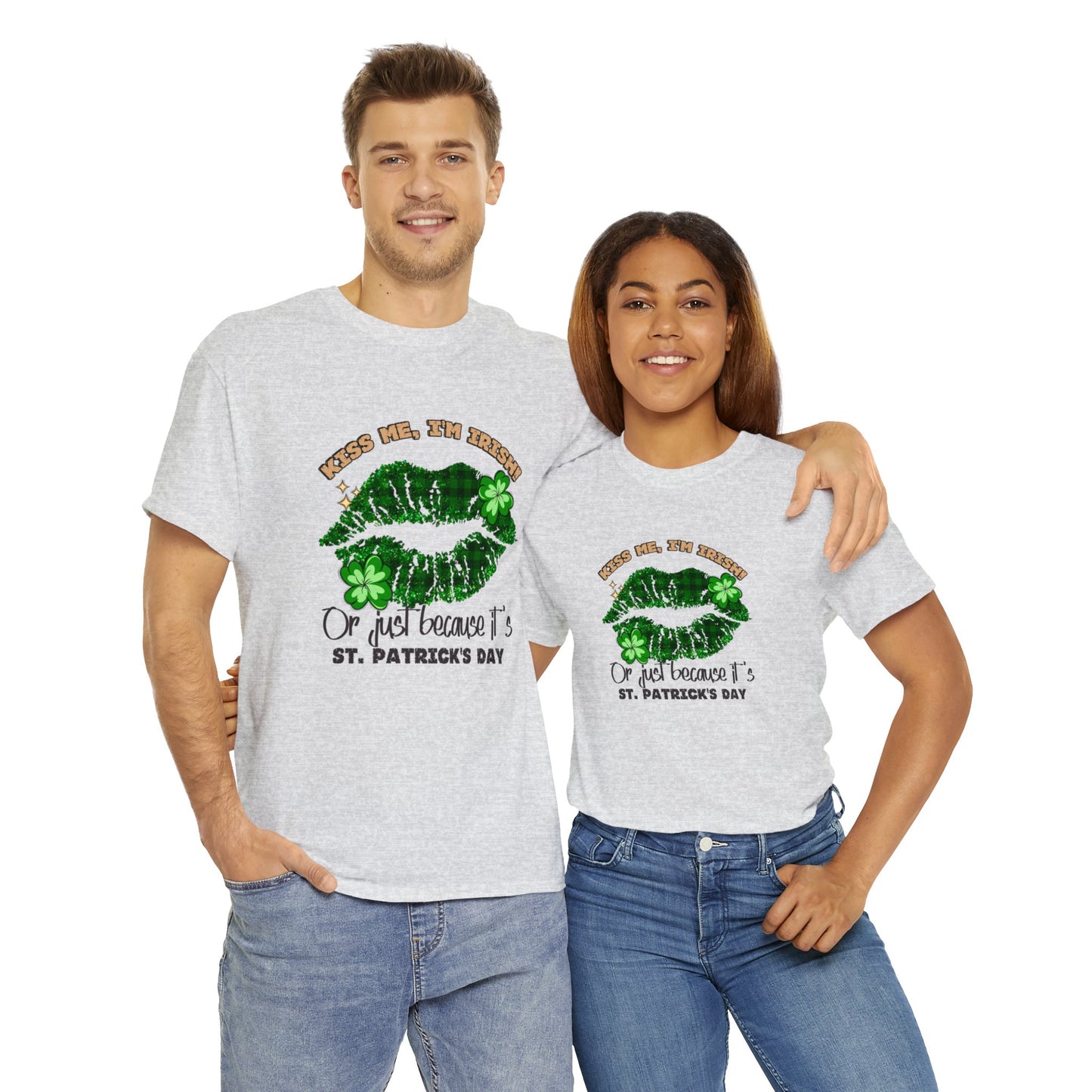 Kiss Me I'm Irish T-shirt "Irresistible 'Kiss Me I'm Irish' T-shirts for St. Patrick's Day." Unisex Heavy Cotton Tee