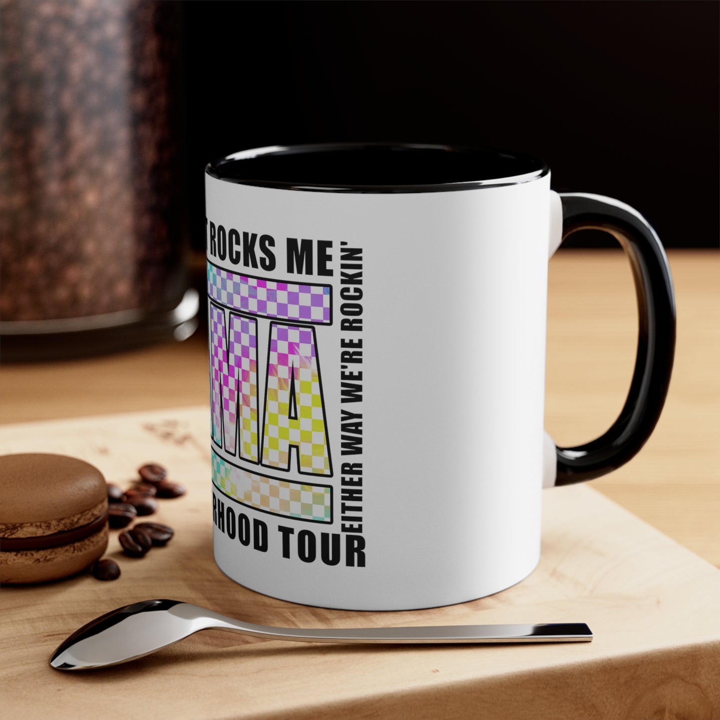 Motherhood some days I rock it,Sassy Quote, Funny Statement ,Quirky mug, Trendy coffee mug,Racing Check ,Accent Coffee Mug, 11oz