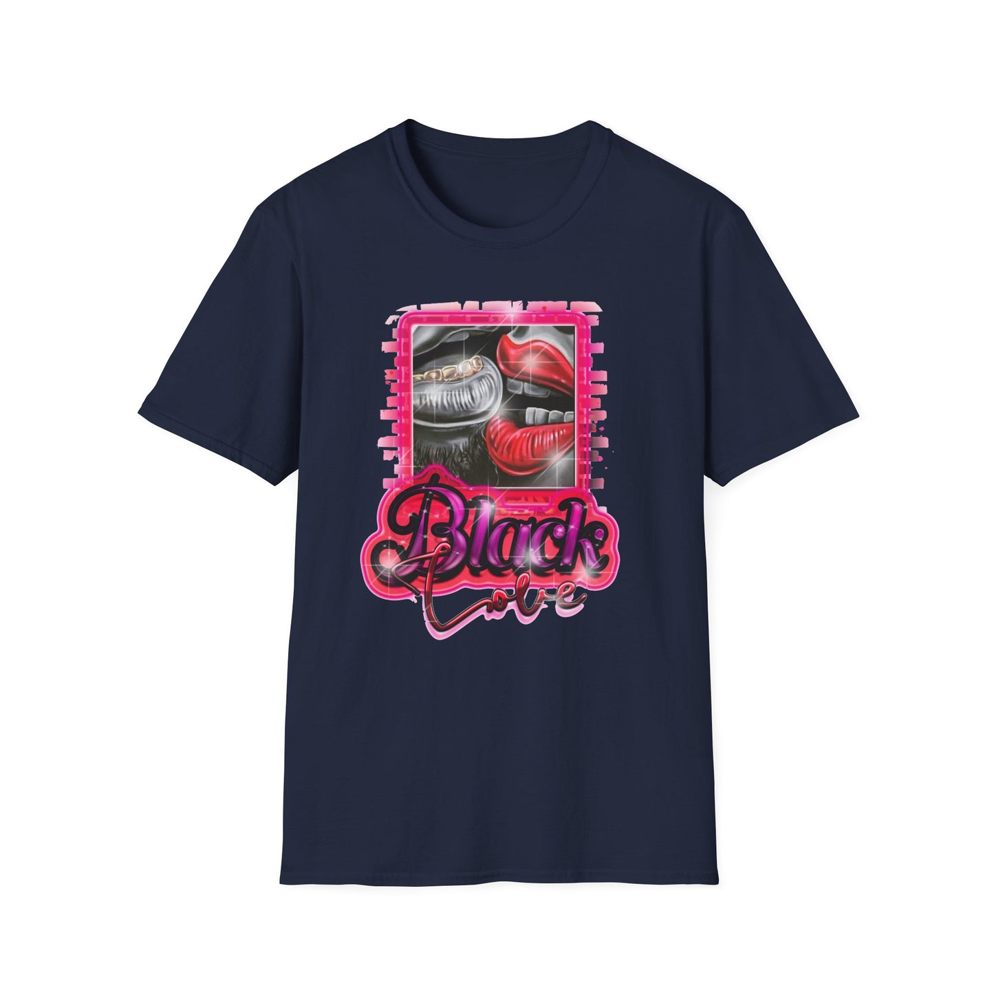 Black Love Unisex Softstyle T-Shirt Navy