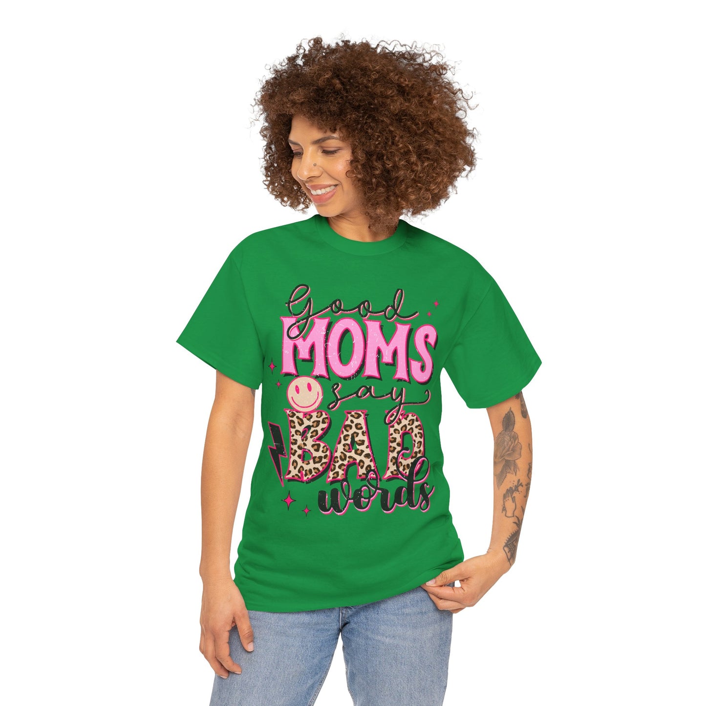 Good Moms say Bad words Unisex Heavy Cotton Tee Irish Green