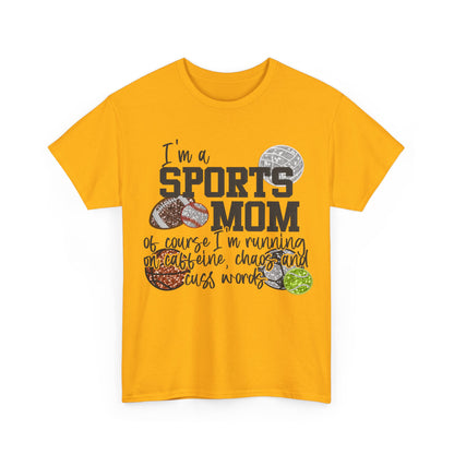 I'm a sports mom of course , caffine , cusswords . faux sequins