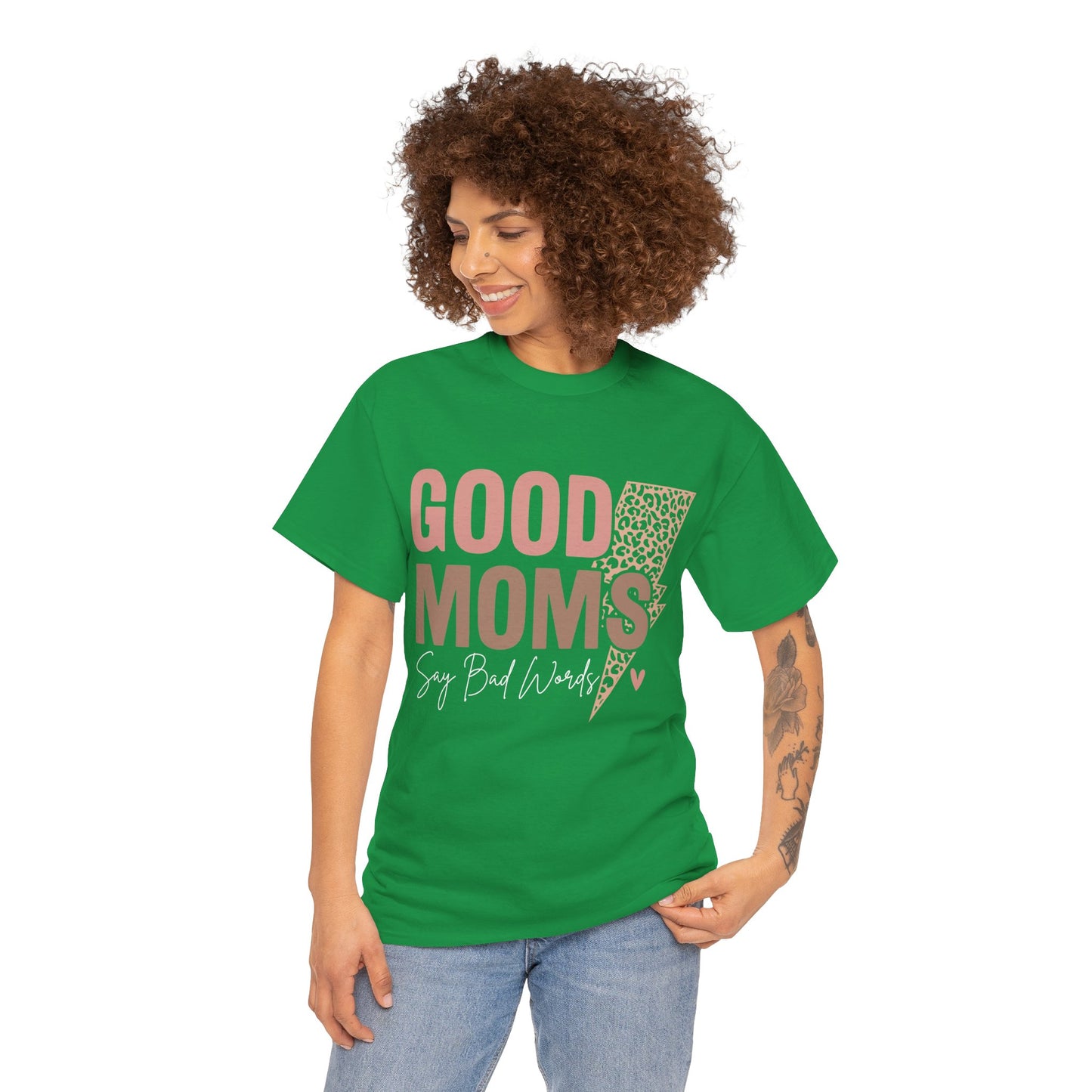 Good Moms say Bad words Unisex Heavy Cotton Tee Irish Green