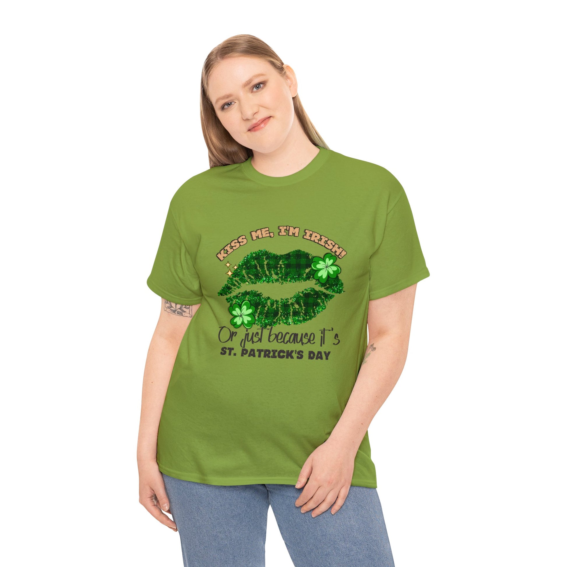 Kiss Me I'm Irish T-shirt "Irresistible 'Kiss Me I'm Irish' T-shirts for St. Patrick's Day." Unisex Heavy Cotton Tee