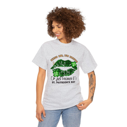 Kiss Me I'm Irish T-shirt "Irresistible 'Kiss Me I'm Irish' T-shirts for St. Patrick's Day." Unisex Heavy Cotton Tee Ash