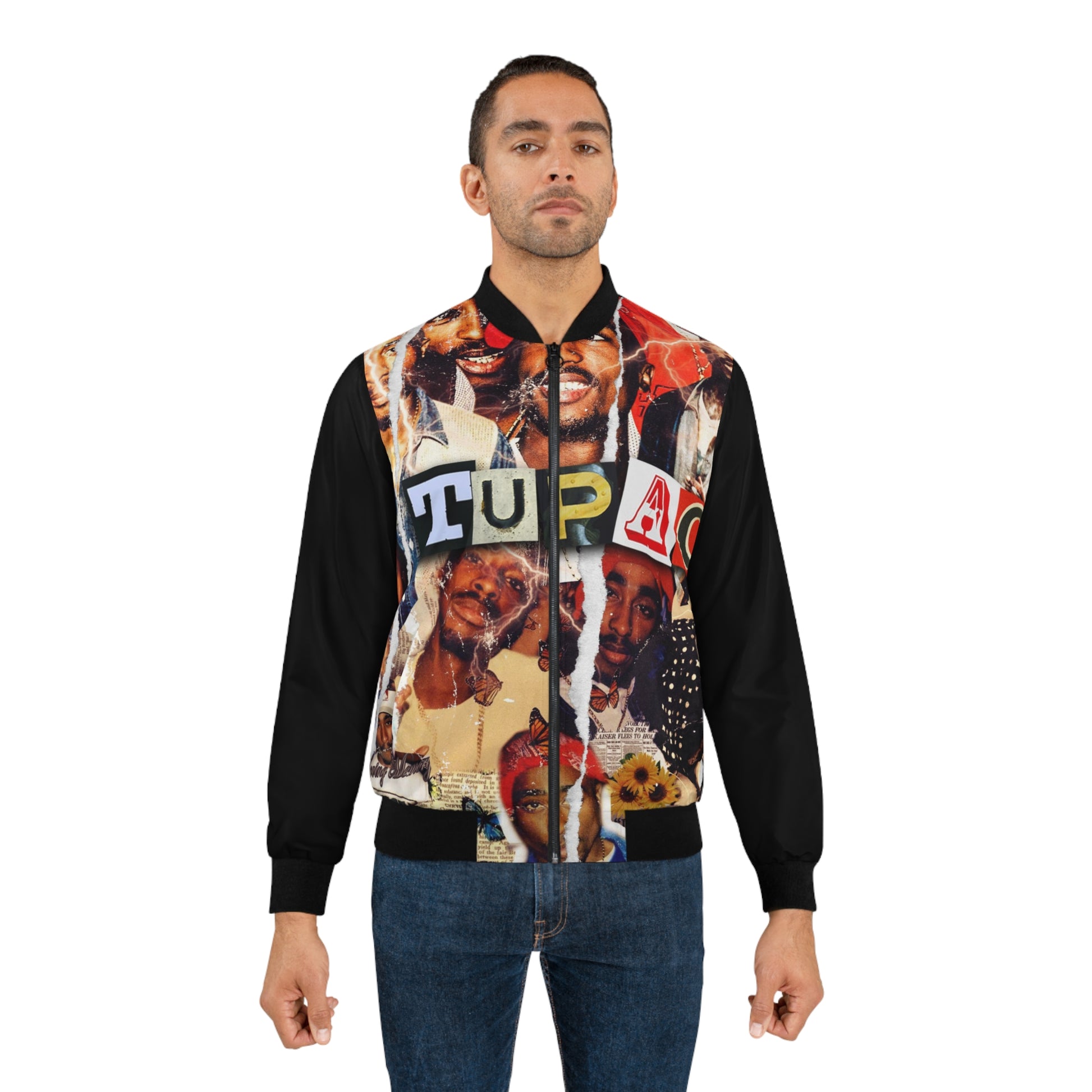 Tupac collage Bomber Jacket black