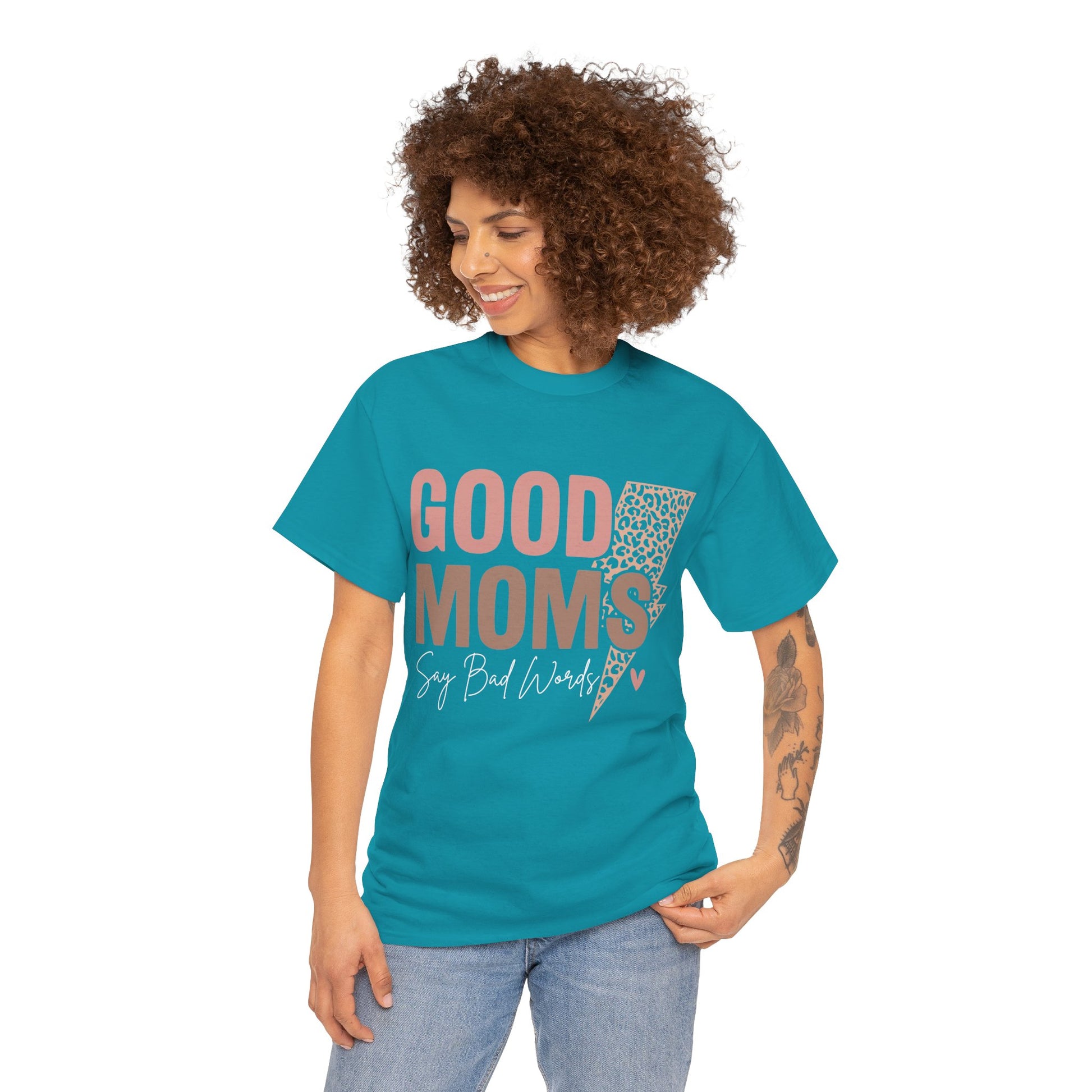 Good Moms say Bad words Unisex Heavy Cotton Tee Tropical Blue