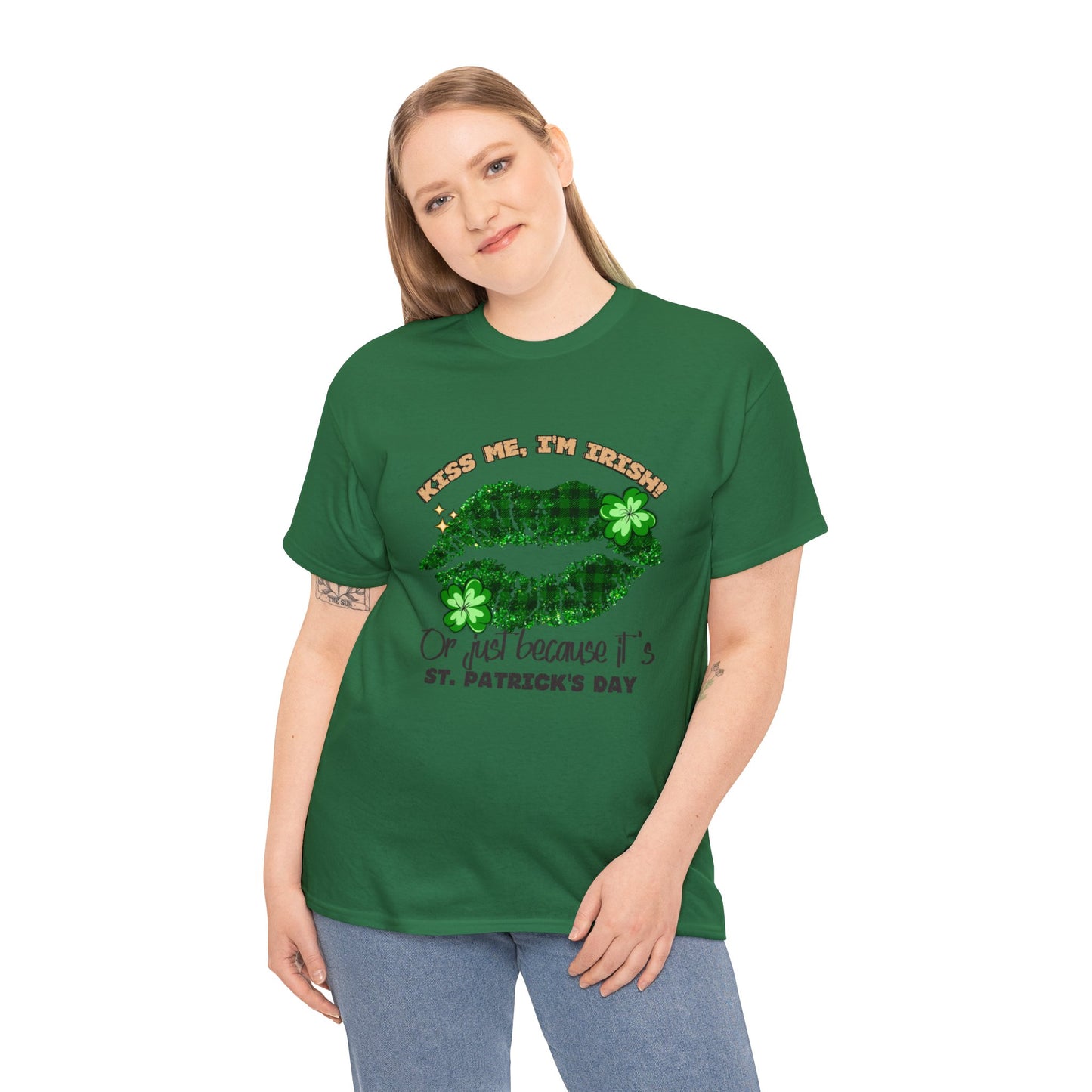 Kiss Me I'm Irish T-shirt "Irresistible 'Kiss Me I'm Irish' T-shirts for St. Patrick's Day." Unisex Heavy Cotton Tee