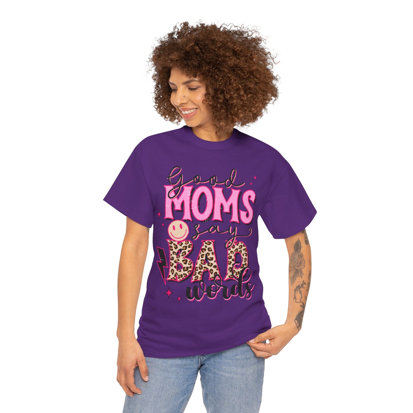 Good Moms say Bad words Unisex Heavy Cotton Tee Purple