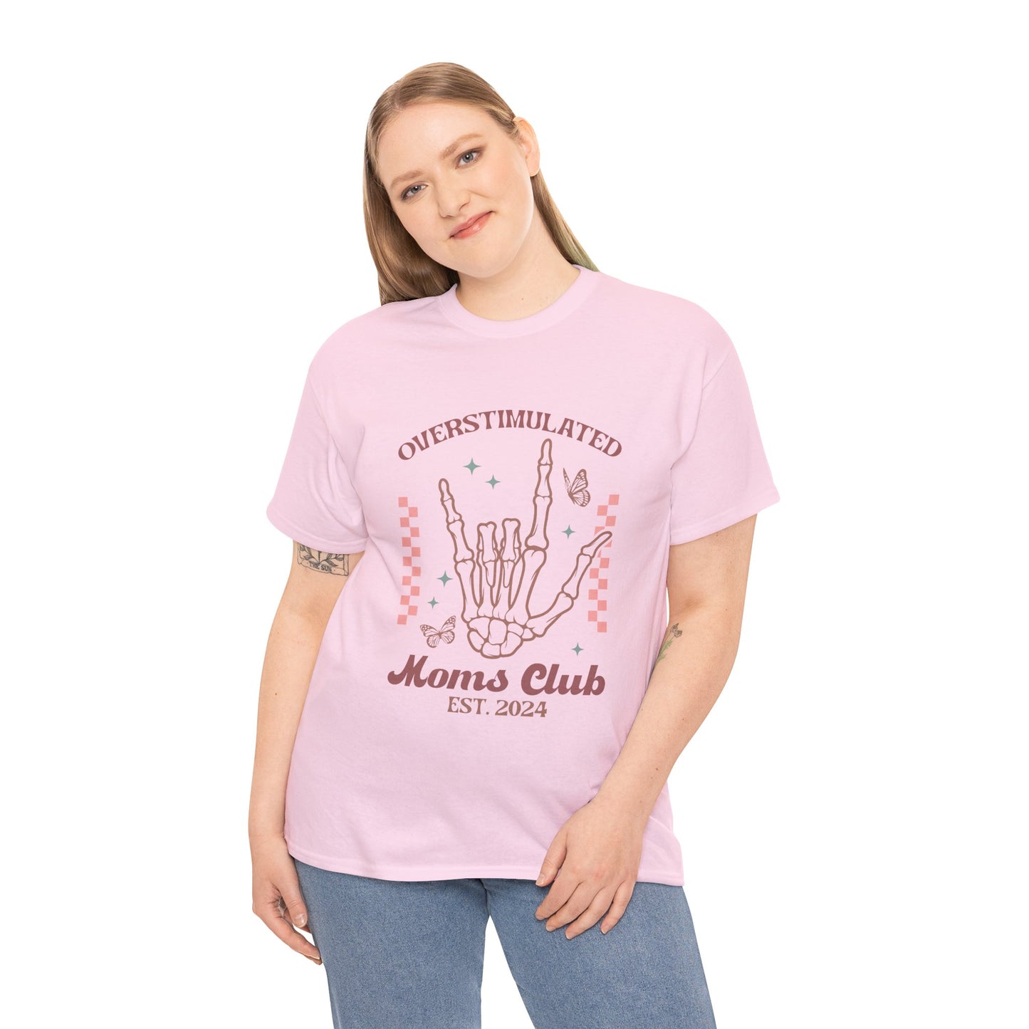 Overstimulated Moms Club Unisex Heavy Cotton Tee Light Pink