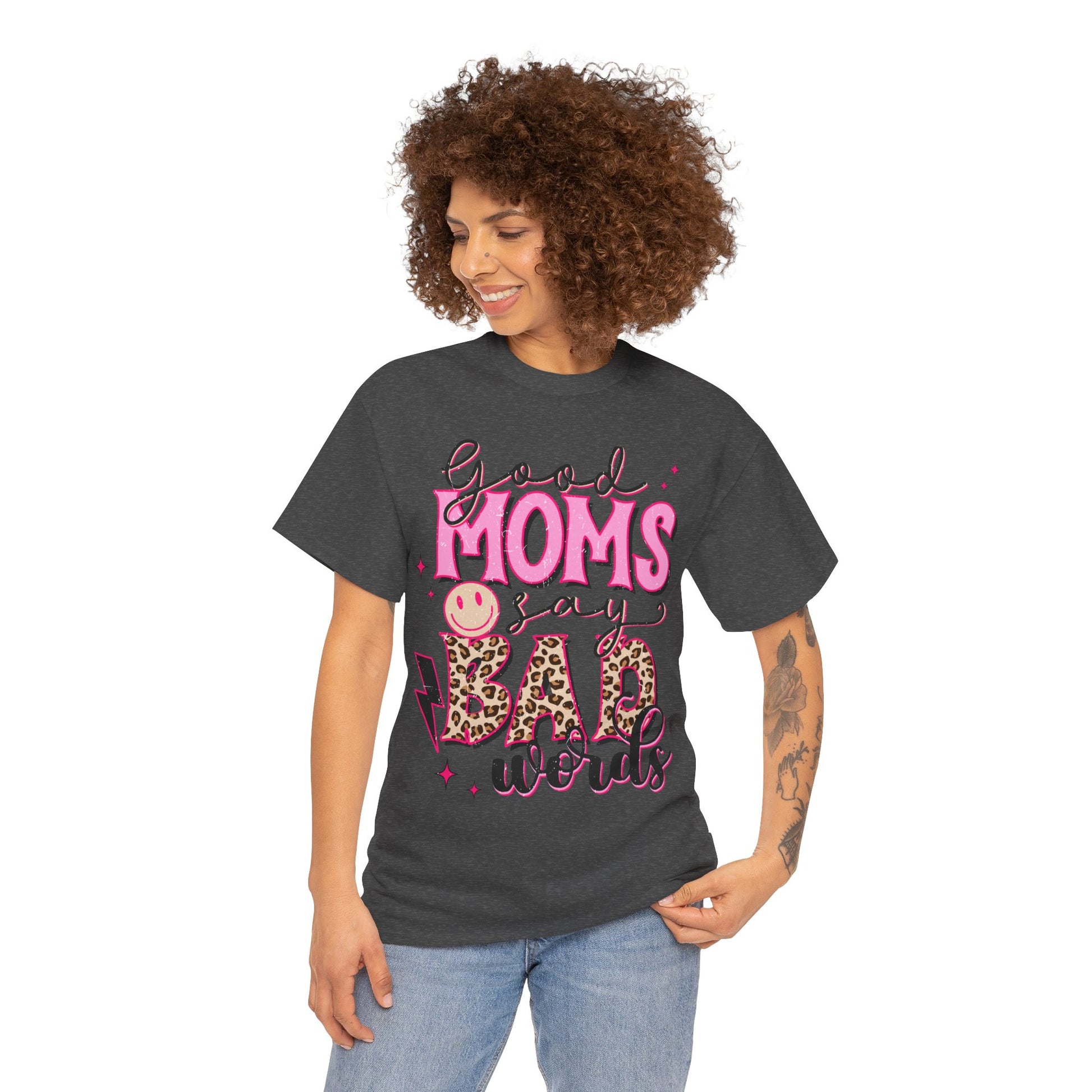 Good Moms say Bad words Unisex Heavy Cotton Tee Dark Heather