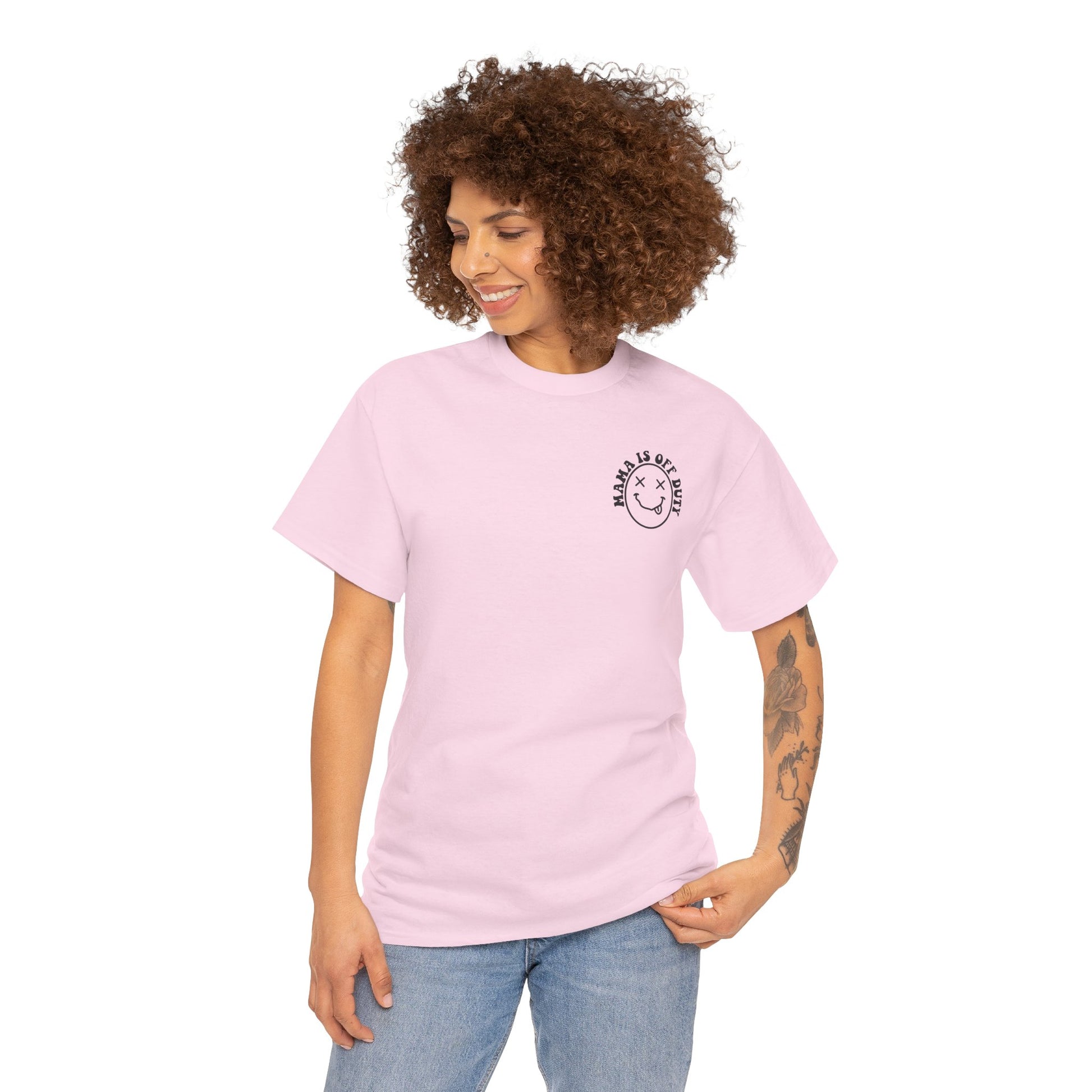 Mama is off Duty go ask Dad Unisex Heavy Cotton Tee Light Pink