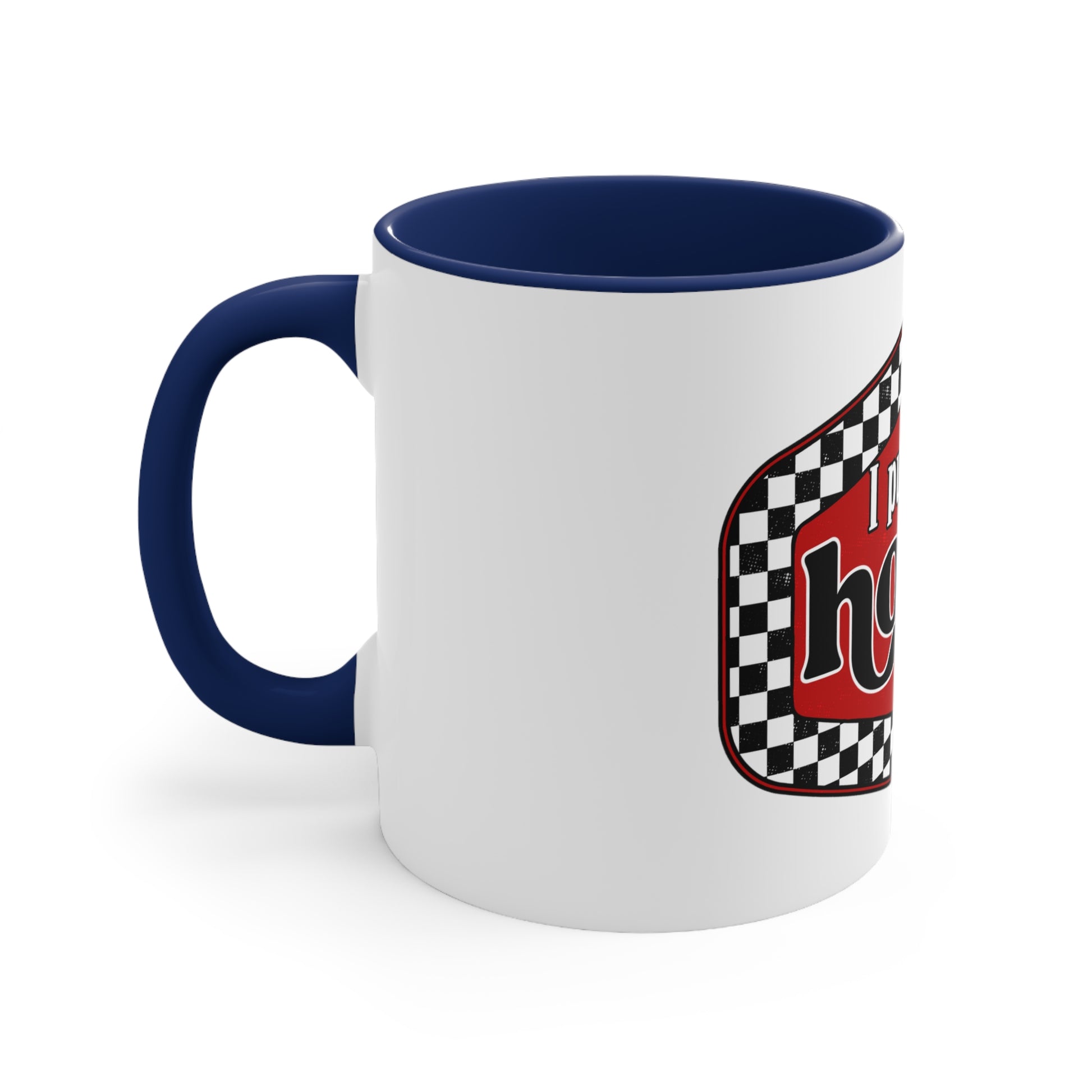 I put the hot in psychotic,Quirky mug, Trendy coffee mug,Racing Check ,Accent Coffee Mug, 11oz