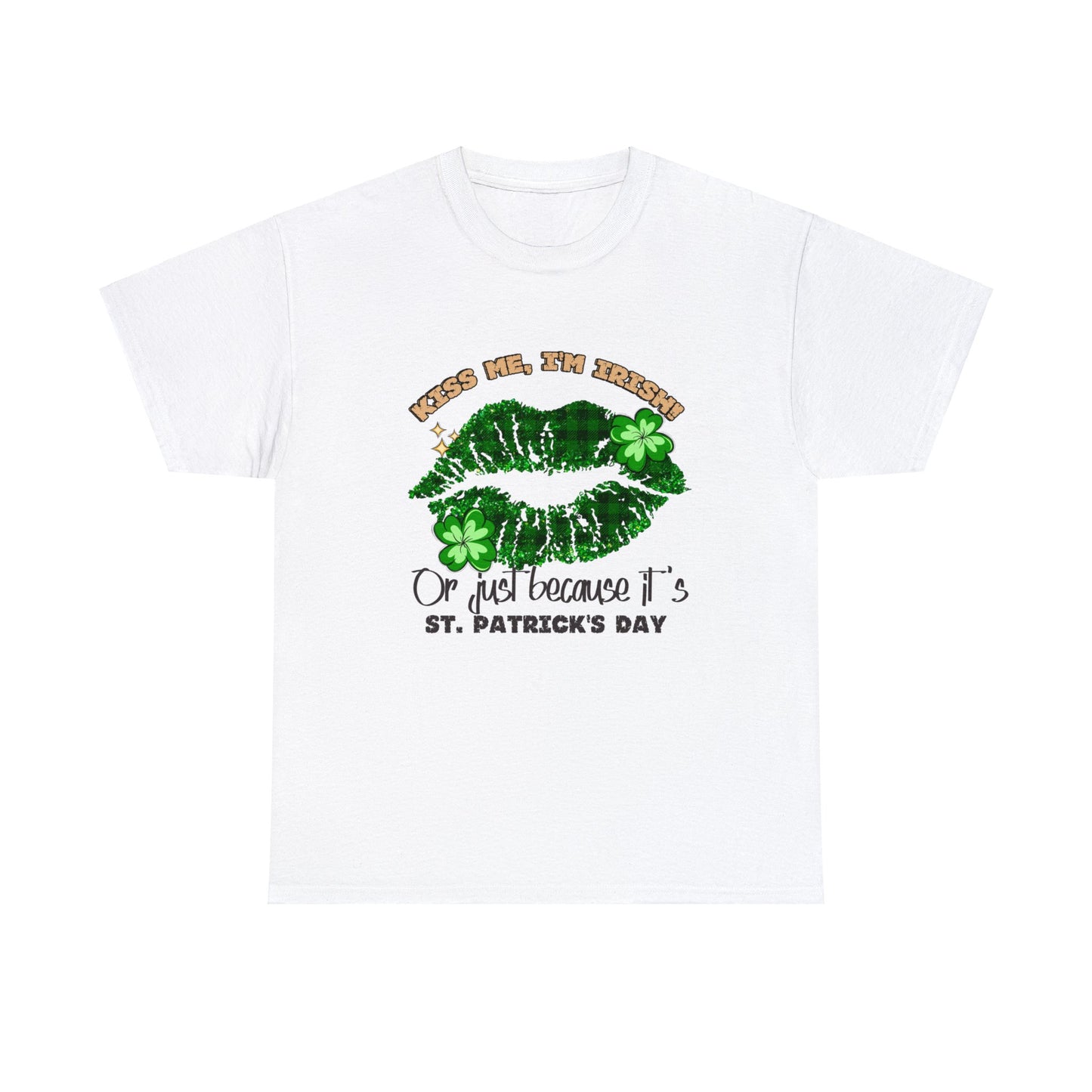 Kiss Me I'm Irish T-shirt "Irresistible 'Kiss Me I'm Irish' T-shirts for St. Patrick's Day." Unisex Heavy Cotton Tee