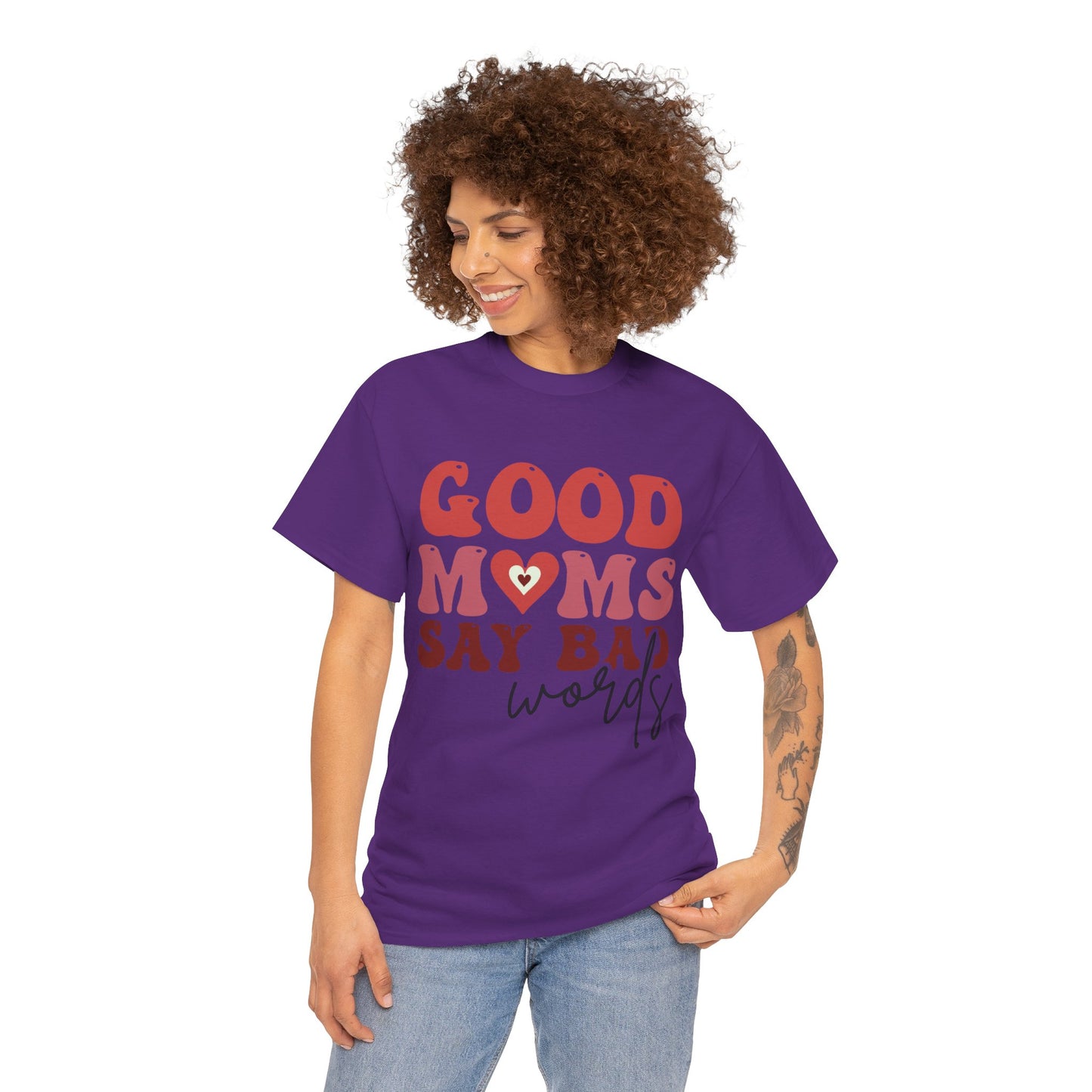 Good Moms say Bad words Unisex Heavy Cotton Tee Purple