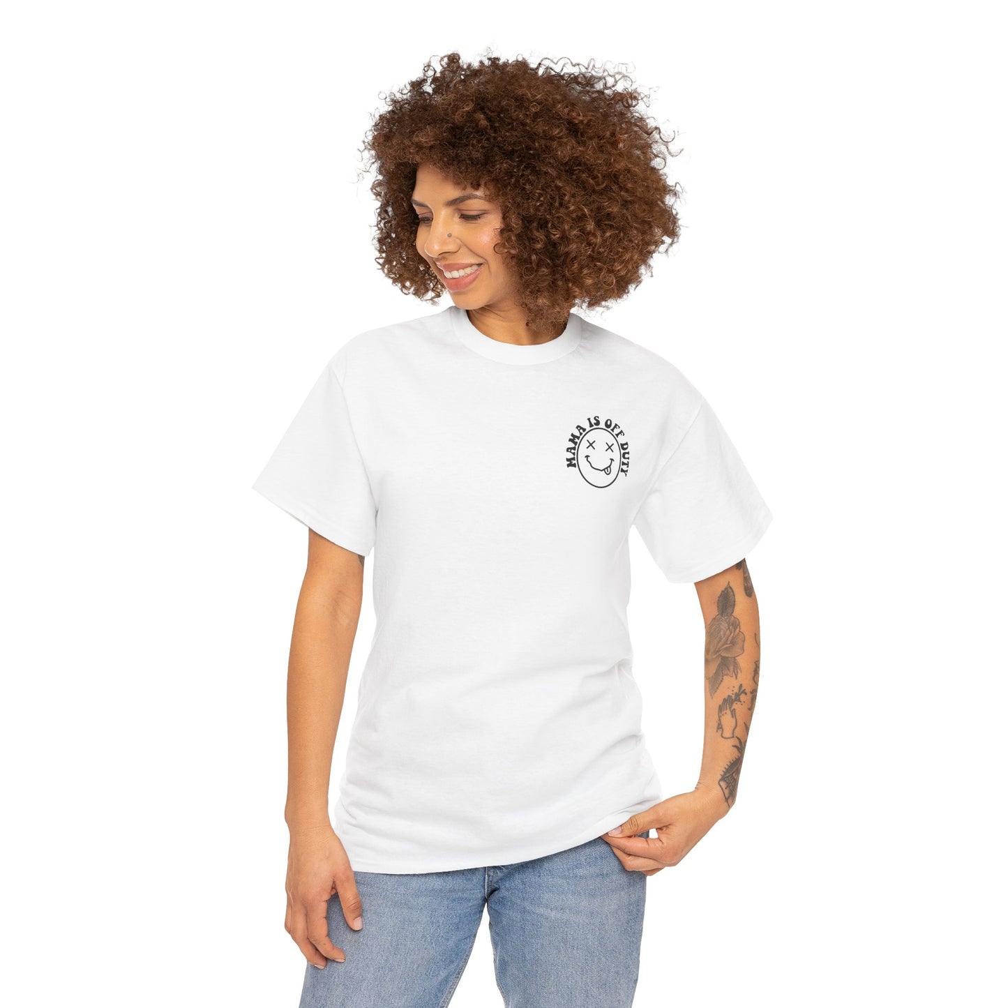 Mama is off Duty go ask Dad Unisex Heavy Cotton Tee White