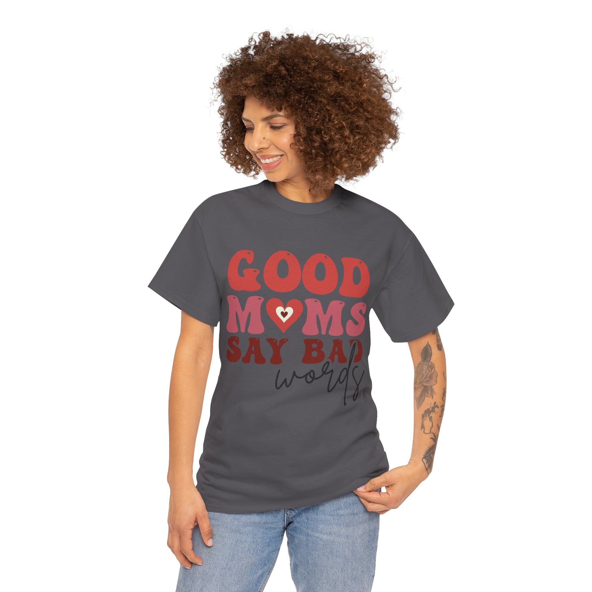 Good Moms say Bad words Unisex Heavy Cotton Tee Charcoal