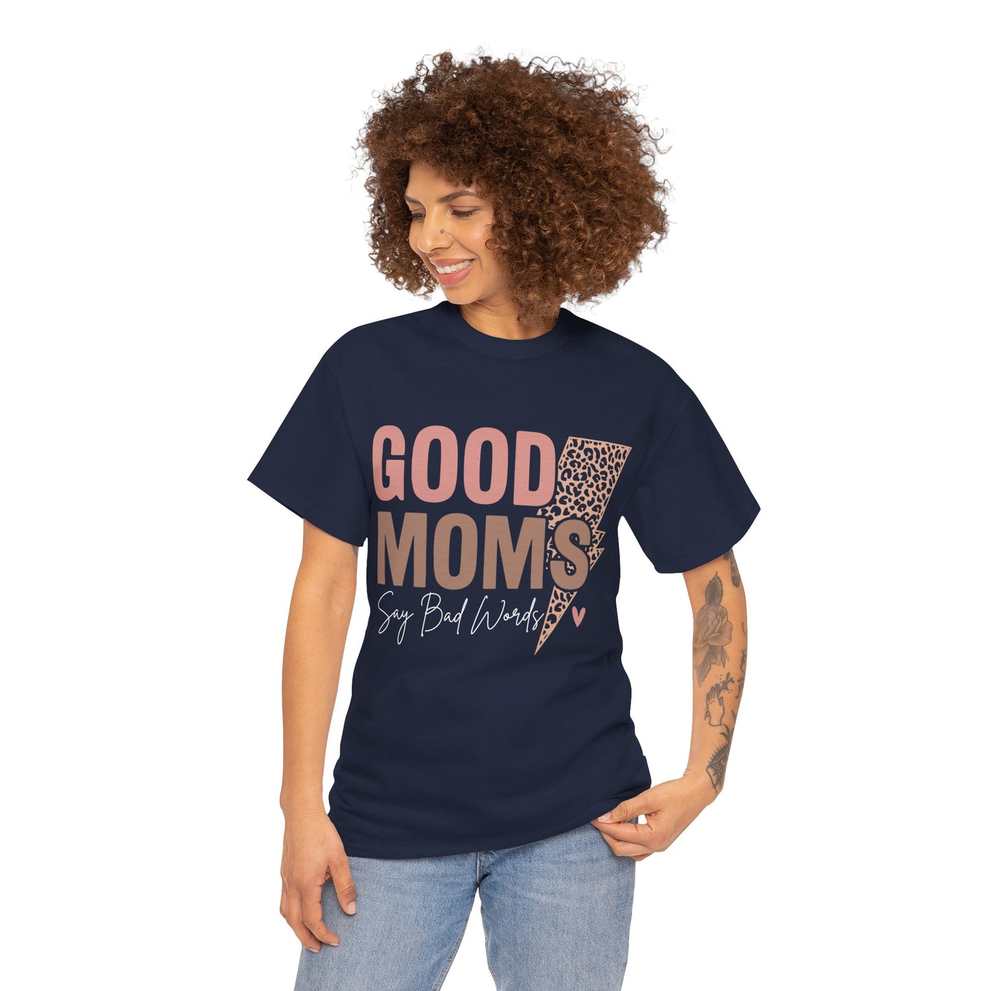 Good Moms say Bad words Unisex Heavy Cotton Tee Navy