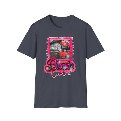 Black Love Unisex Softstyle T-Shirt Heather Navy