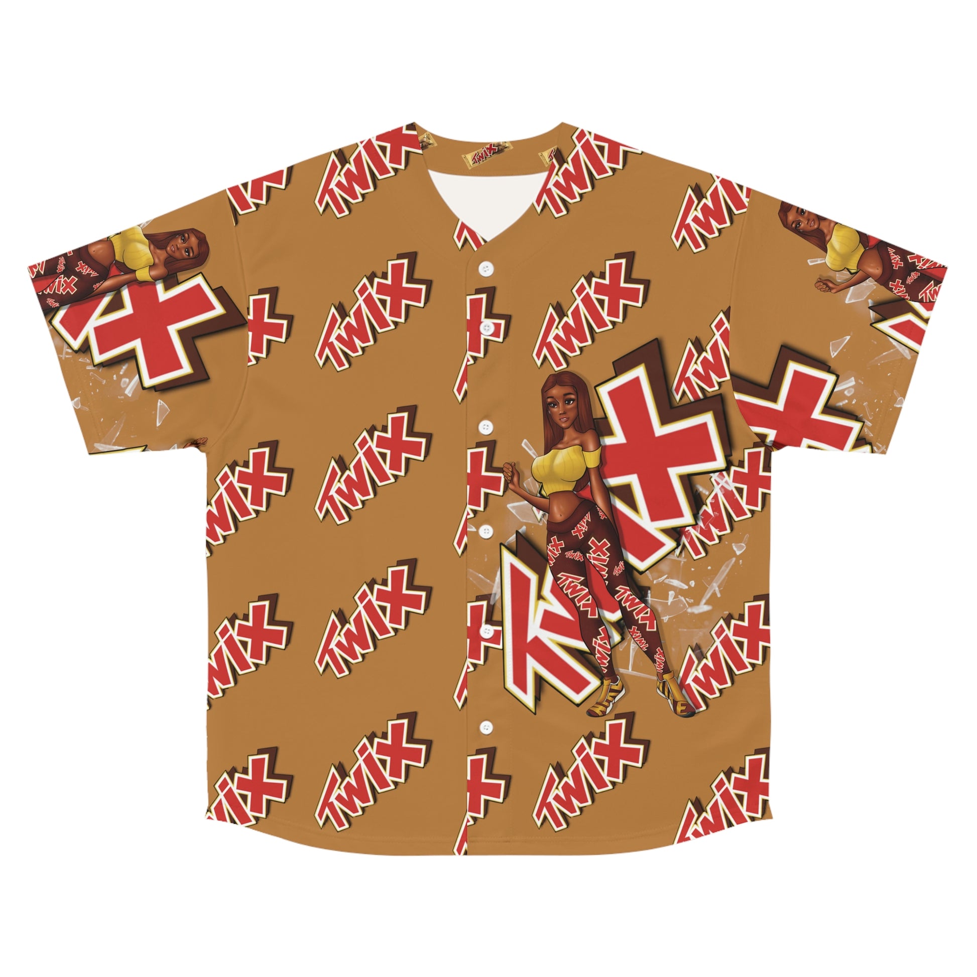Candy Theme Twix Baseball Jersey S Seam thread color automatically matched to design