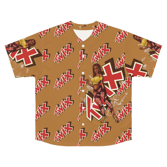 Candy Theme Twix Baseball Jersey L Seam thread color automatically matched to design