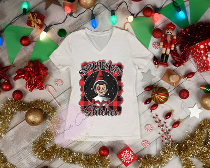 Snitches get stiches elf black eye retro plaid lepoard
